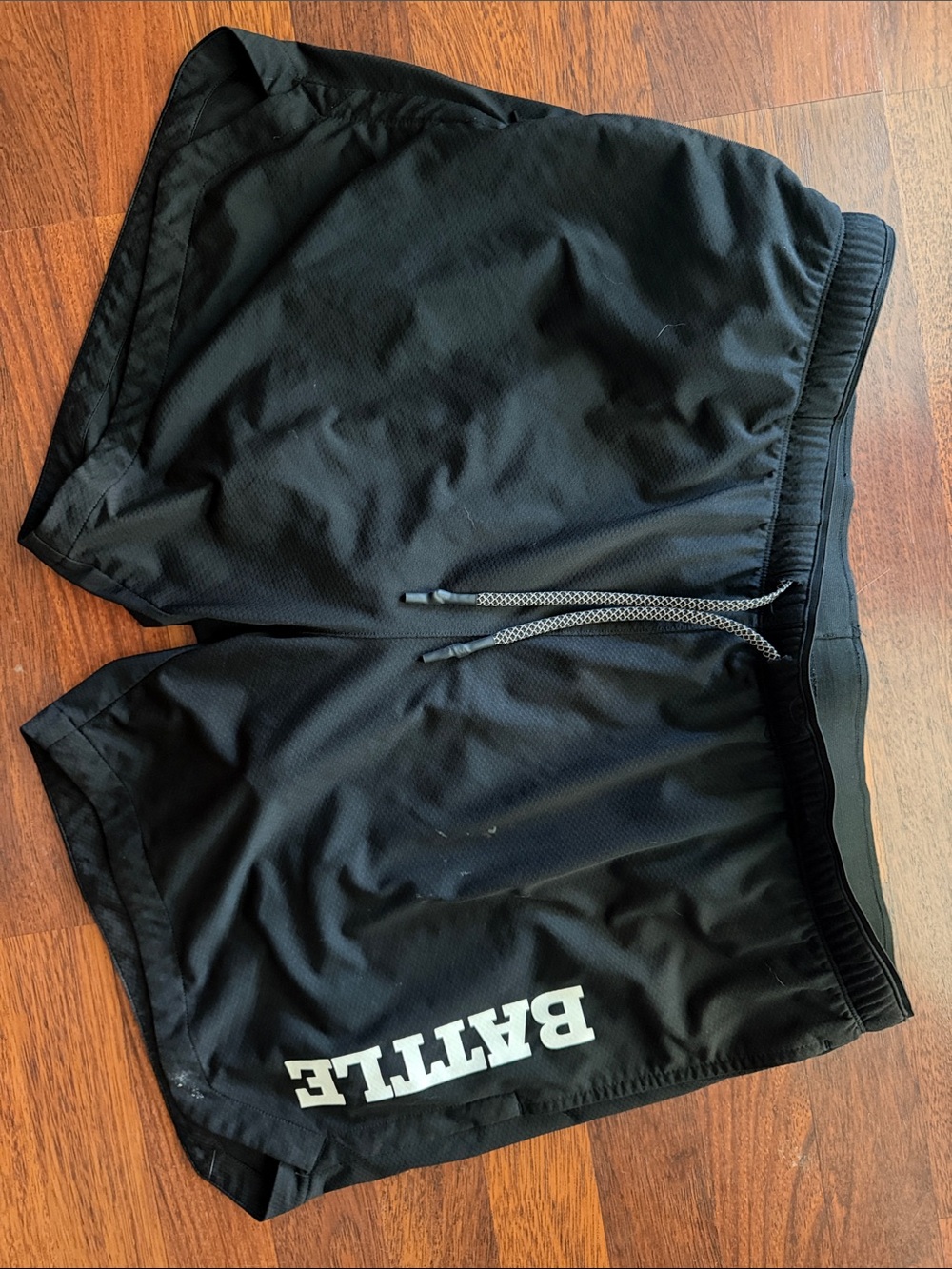 Men’s Black Athletic Shorts with Drawstring Waist
